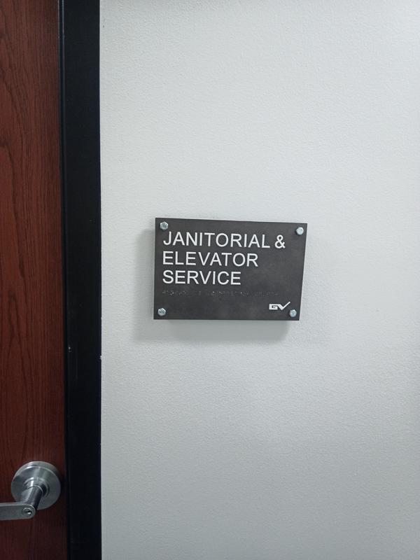 JANITORIAL & ELEVATOR SERVICE Custom ADA Compliant Signs