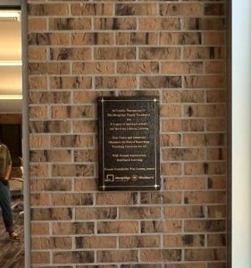 Rotated view of the Mindspark 2 custom metal plaque displayed in the Custom Metal Plaques Gallery