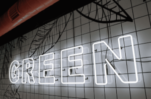 Professional environmental signage for businesses, featuring branded wayfinding and eco-friendly design.