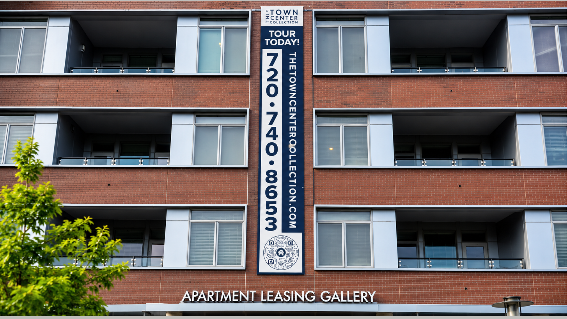 Custom apartment complex leasing sign mounted on a multifamily building serving the Littleton and Denver, Colorado market.