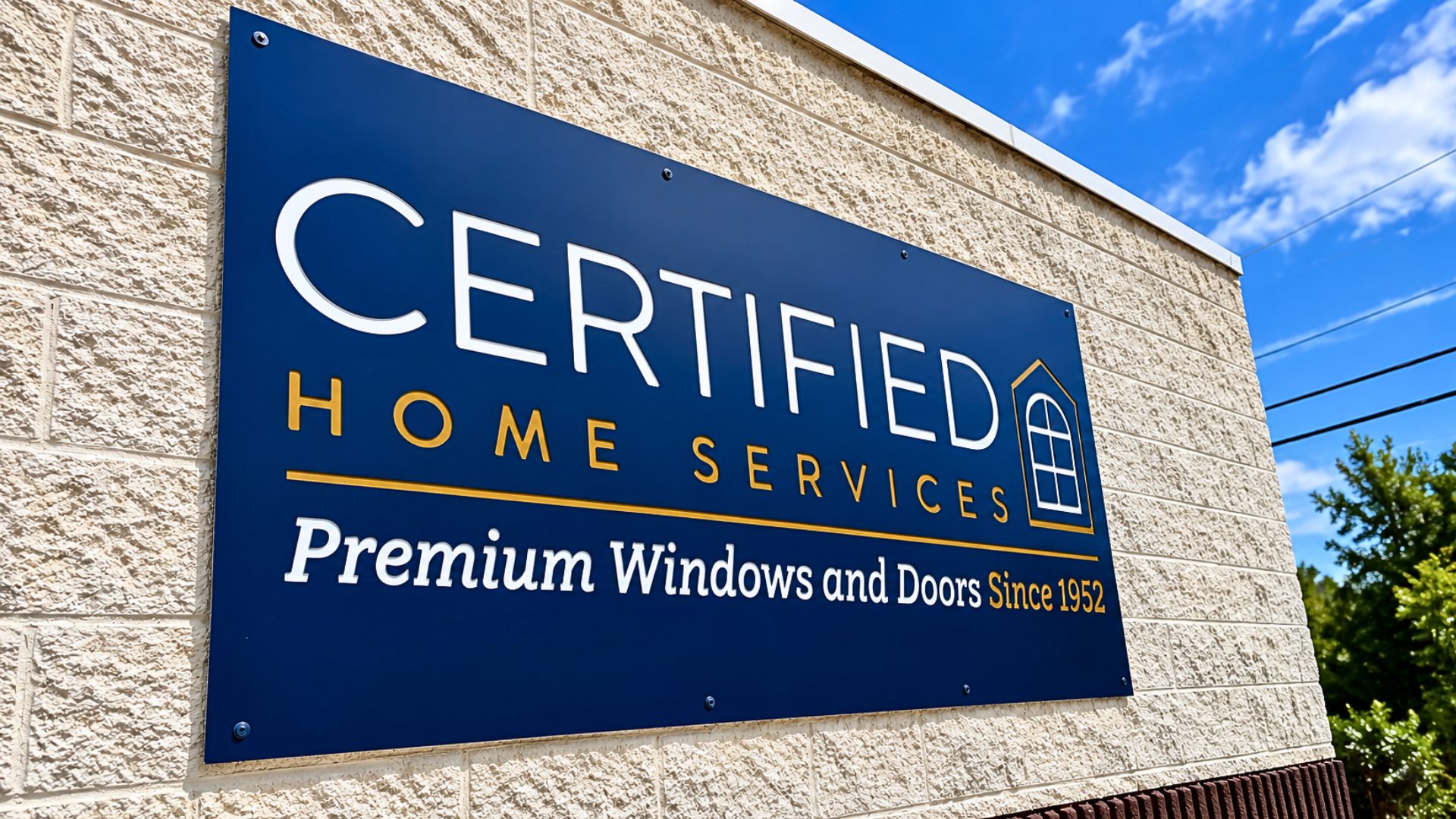 Custom storefront sign for Certified Home Services featuring dimensional lettering mounted on a commercial building.